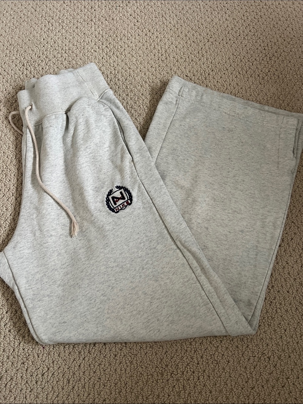 Nike Light Gray Wide-leg Logo Sweatpants